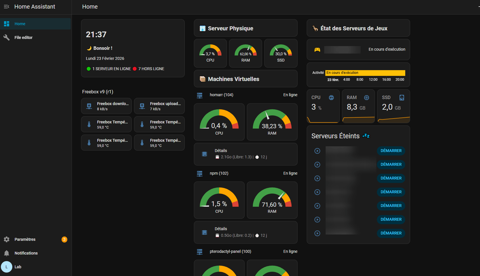 Aperçu Home Assistant
